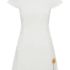 Remi Suiting Mini Dress With Floral Hardware – White Remi Suiting Mini Dress With Floral Hardware – White