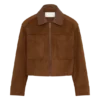 Remy Faux Suede & Leather Collared Jacket – Tan