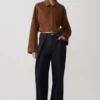 Remy Faux Suede & Leather Collared Jacket – Tan