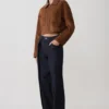 Remy Faux Suede & Leather Collared Jacket – Tan
