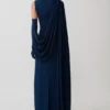 Rhea Detachable Cape Jersey Maxi Dress – Navy
