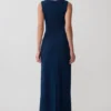 Rhea Detachable Cape Jersey Maxi Dress – Navy