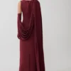 Rhea Detachable Cape Jersey Maxi Dress – Wine Rhea Detachable Cape Jersey Maxi Dress – Wine