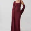 Rhea Detachable Cape Jersey Maxi Dress – Wine Rhea Detachable Cape Jersey Maxi Dress – Wine