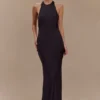Rinna Satin Halter Maxi Dress – Black Rinna Satin Halter Maxi Dress – Black