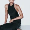 Rinna Satin Halter Maxi Dress – Black Rinna Satin Halter Maxi Dress – Black
