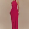 Rinna Satin Halter Maxi Dress – Pink Cherry Rinna Satin Halter Maxi Dress – Pink Cherry