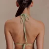 Robyn Beaded Triangle Bikini Top – Sage