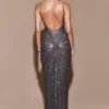 Roisin Diamante Maxi Dress – Gunmetal Roisin Diamante Maxi Dress – Gunmetal