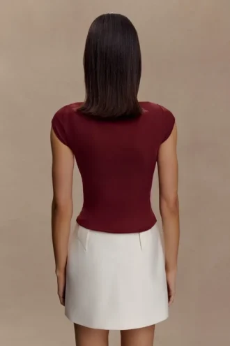 Romana Short Sleeve Mesh Top – Burgundy Romana Short Sleeve Mesh Top – Burgundy
