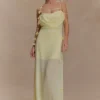 Rosalie Floral Chiffon Maxi Dress – Pastel Lemon Rosalie Floral Chiffon Maxi Dress – Pastel Lemon