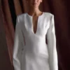 Rosanna Suiting Bow Mini Dress – Ivory