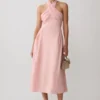 Rosie Linen Halter Midi Dress – Pink Rosie Linen Halter Midi Dress – Pink