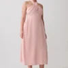 Rosie Linen Halter Midi Dress – Pink Rosie Linen Halter Midi Dress – Pink