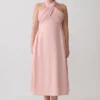 Rosie Linen Halter Midi Dress – Pink Rosie Linen Halter Midi Dress – Pink