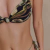 Rosmunda Ruched Bikini Top – Green Fluid Reverie Print