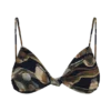 Rosmunda Ruched Bikini Top – Green Fluid Reverie Print