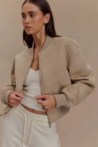 Rudy Suede Bomber Jacket – Sand