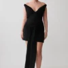 Runa Off Shoulder Mini Dress With Waist Tie – Black Runa Off Shoulder Mini Dress With Waist Tie – Black