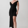 Runa Off Shoulder Mini Dress With Waist Tie – Black Runa Off Shoulder Mini Dress With Waist Tie – Black