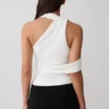 Sable Crossover Crepe Halter Top – White Sable Crossover Crepe Halter Top – White
