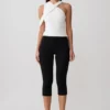 Sable Crossover Crepe Halter Top – White Sable Crossover Crepe Halter Top – White