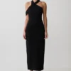 Sable Crossover Crepe Midi Dress – Black Sable Crossover Crepe Midi Dress – Black