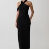 Sable Crossover Crepe Midi Dress – Black Sable Crossover Crepe Midi Dress – Black