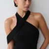 Sable Crossover Crepe Midi Dress – Black Sable Crossover Crepe Midi Dress – Black