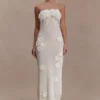 Samantha Crochet Midi Dress With Flowers – Ivory