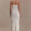 Samantha Crochet Midi Dress With Flowers – Ivory