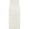 Samantha Crochet Midi Dress With Flowers – Ivory