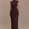 Samara Sleeveless Diamante Maxi Dress – Chocolate Samara Sleeveless Diamante Maxi Dress – Chocolate
