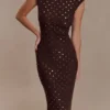 Samara Sleeveless Diamante Maxi Dress – Chocolate Samara Sleeveless Diamante Maxi Dress – Chocolate