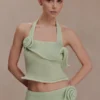 Samira Halter Knit Twist Top – Pastel Green Samira Halter Knit Twist Top – Pastel Green