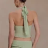 Samira Halter Knit Twist Top – Pastel Green Samira Halter Knit Twist Top – Pastel Green
