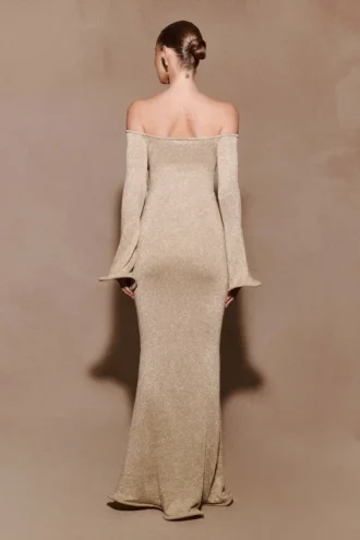 Sandrine Lurex Knit Maxi Dress – Gold Sandrine Lurex Knit Maxi Dress – Gold