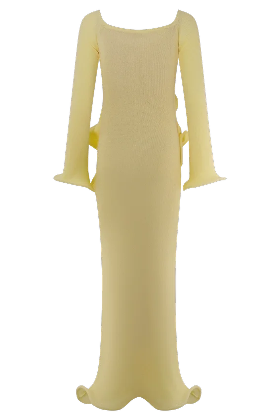 Sandrine Off Shoulder Knit Maxi Dress – Lemon Sandrine Off Shoulder Knit Maxi Dress – Lemon