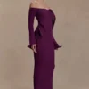 Sandrine Off Shoulder Knit Maxi Dress – Plum Sandrine Off Shoulder Knit Maxi Dress – Plum