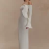 Sandrine Off Shoulder Knit Maxi Dress – White