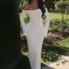 Sandrine Off Shoulder Knit Maxi Dress – White