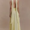 Santal Floral Chiffon Halter Maxi Dress – Lemon