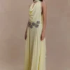 Santal Floral Chiffon Halter Maxi Dress – Lemon
