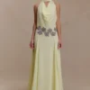 Santal Floral Chiffon Halter Maxi Dress – Lemon