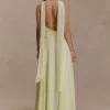 Santal Floral Chiffon Halter Maxi Dress – Lemon