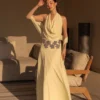 Santal Floral Chiffon Halter Maxi Dress – Lemon