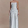 Sarah Strapless Maxi Dress With Waist Tie – Ice Blue Sarah Strapless Maxi Dress With Waist Tie – Ice Blue