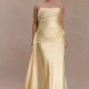 Sarah Strapless Maxi Dress With Waist Tie – Lemon Sarah Strapless Maxi Dress With Waist Tie – Lemon