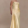 Sarah Strapless Maxi Dress With Waist Tie – Lemon Sarah Strapless Maxi Dress With Waist Tie – Lemon