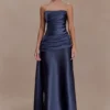 Sarah Strapless Maxi Dress With Waist Tie – Navy Sarah Strapless Maxi Dress With Waist Tie – Navy